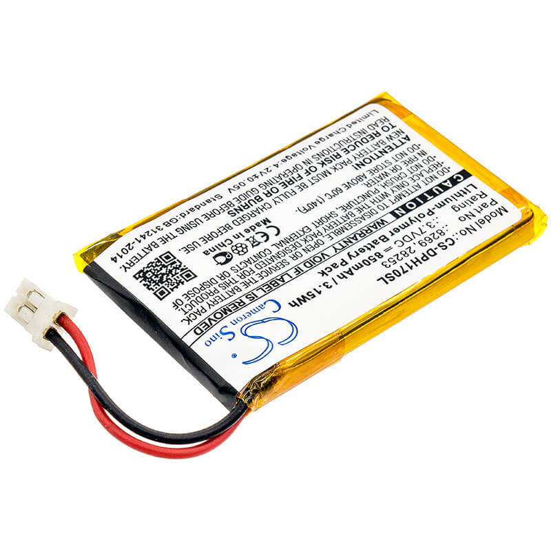 3.7V, 850mAh, Li-Polymer Battery fits Marmitek, 210, Doorphone 170, 3.145Wh