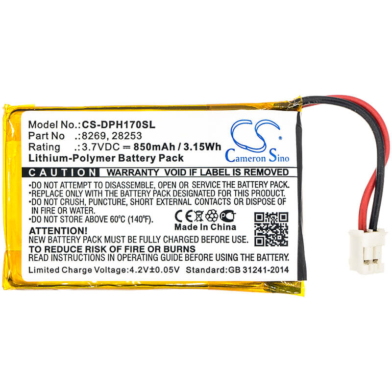 3.7V, 850mAh, Li-Polymer Battery fits Marmitek, 210, Doorphone 170, 3.145Wh