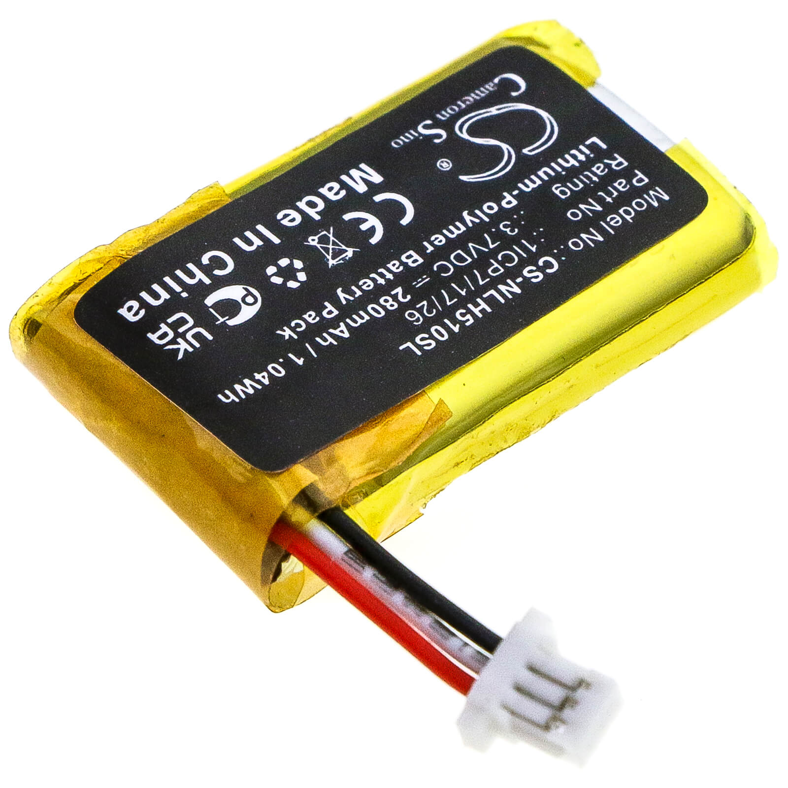 3.7V, 280mAh, Li-Polymer Battery fits Nest, C1241290, Hello, 1.036Wh