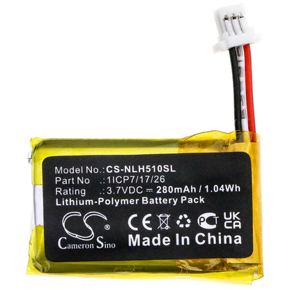 3.7V, 280mAh, Li-Polymer Battery fits Nest, C1241290, Hello, 1.036Wh