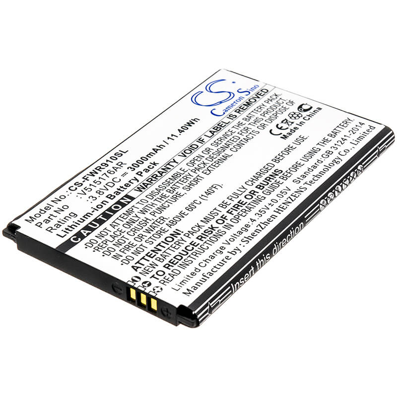 3.8V, 3000mAh, Li-ion Battery fits Franklin Wireless, R910, 11.4Wh