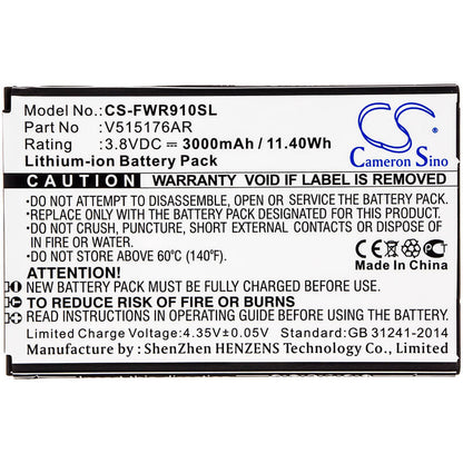 3.8V, 3000mAh, Li-ion Battery fits Franklin Wireless, R910, 11.4Wh