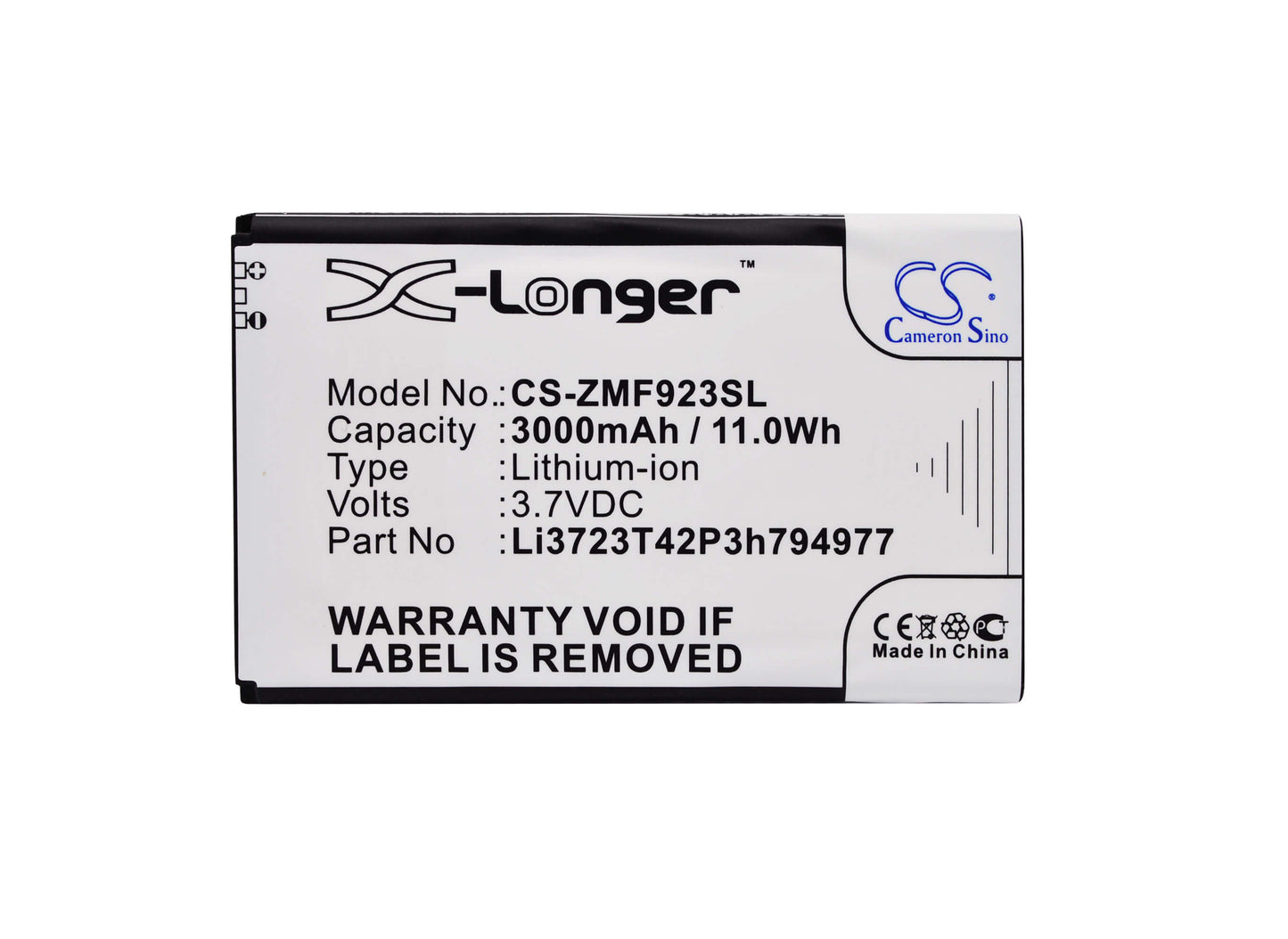 3.7V, 3000mAh, Li-Polymer Battery fits Zte, Mf923, Velocity, 11.1Wh