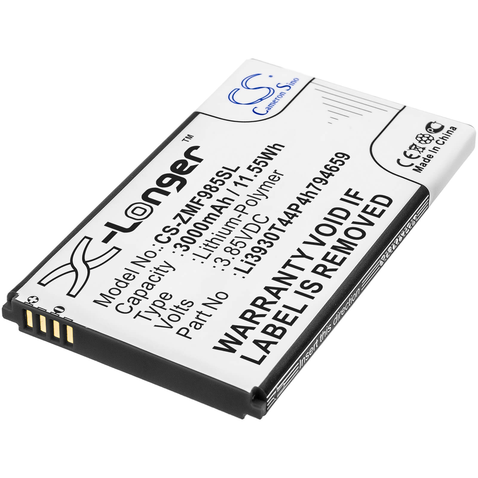 3.85V, 3000mAh, Li-Polymer Battery fits Zte, Mf288, Mf985, 11.55Wh