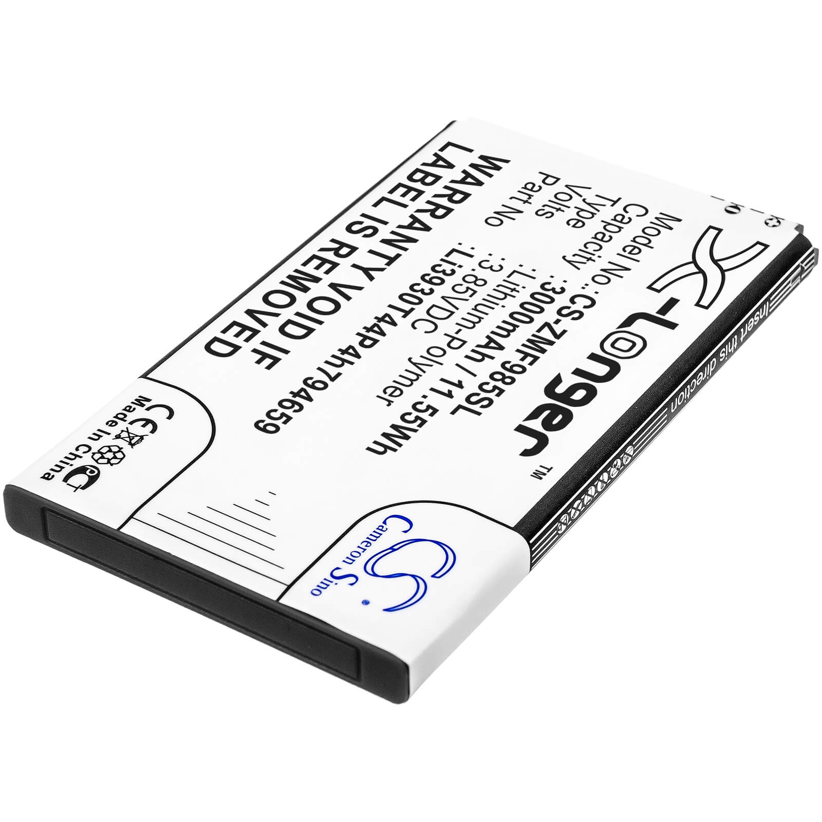 3.85V, 3000mAh, Li-Polymer Battery fits At&t, Velocity 2, 11.55Wh