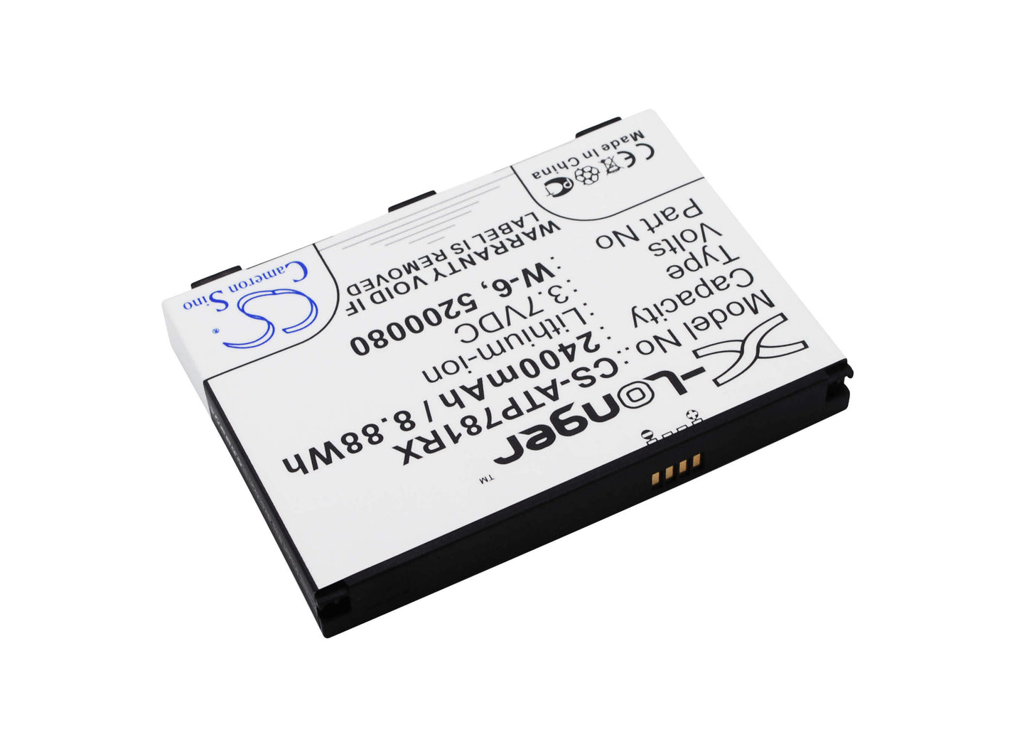 3.7V, 2400mAh, Li-ion Battery fits Netgear, Ac778at-100nas, Around Town 4g Lte, 8.88Wh