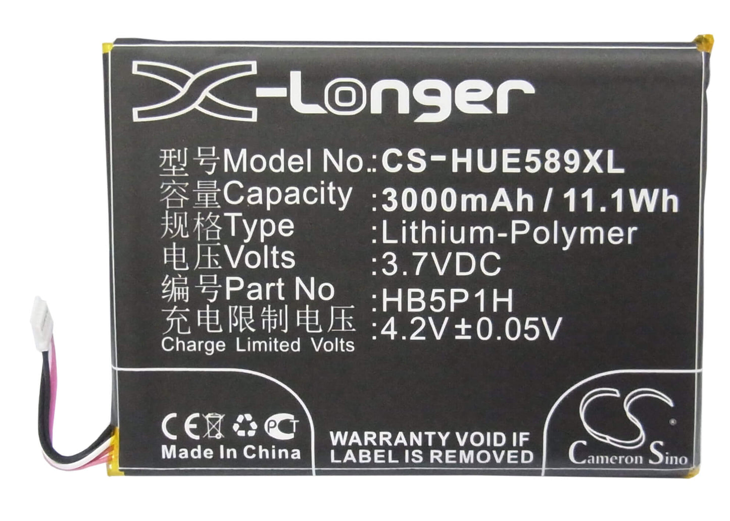 3.7V, 3000mAh, Li-Polymer Battery fits Optus, E589, 11.1Wh