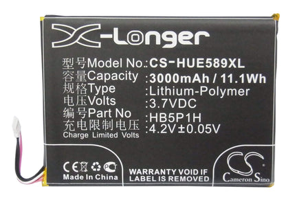 3.7V, 3000mAh, Li-Polymer Battery fits Optus, E589, 11.1Wh