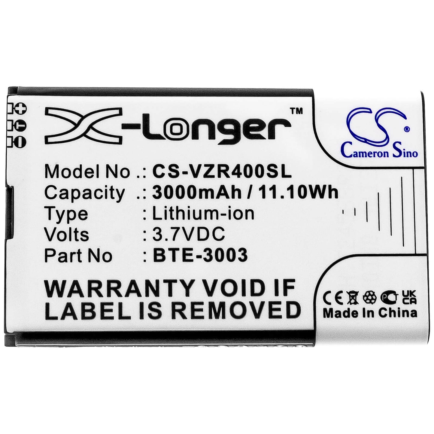 3.7V, 3000mAh, Li-ion Battery fits Verizon, Orb400lb, Rc400l, 11.1Wh