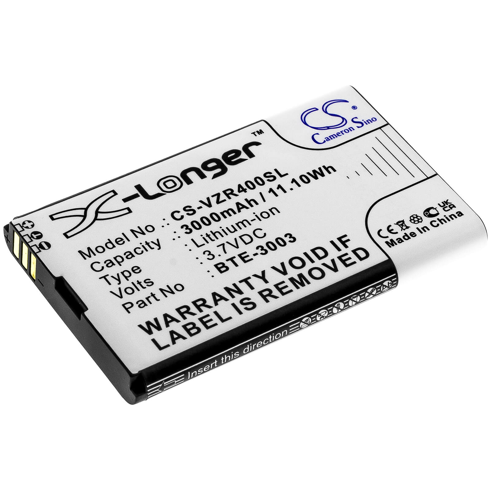 3.7V, 3000mAh, Li-ion Battery fits Orbic, Orb400lb, Rc400l, 11.1Wh