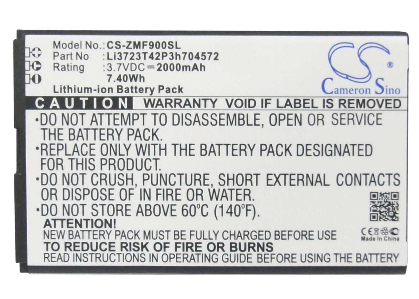 3.7V, 2000mAh, Li-ion Battery fits Mts, 831ft, 833f, 7.4Wh