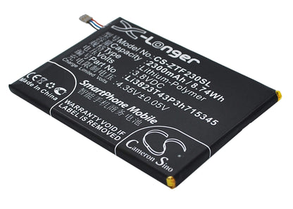 Hotspot 3.8V, 2300mAh, Li-Polymer Battery fits Zte, Grand S Flex, Mf910, 8.74Wh