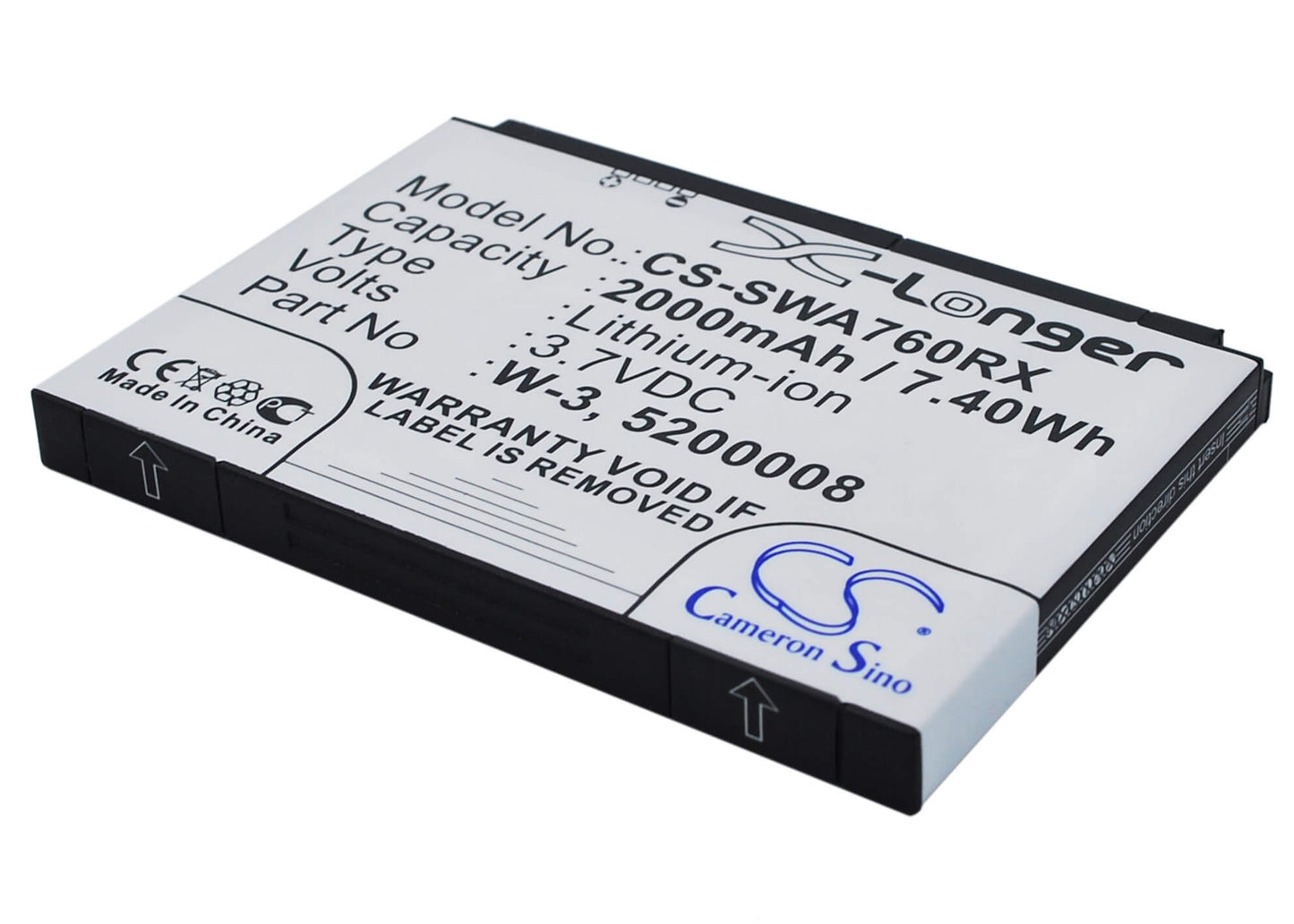 3.7V, 2000mAh, Li-ion Battery fits Sierra Wireless, Aircard 760, Aircard 760s, 7.4Wh
