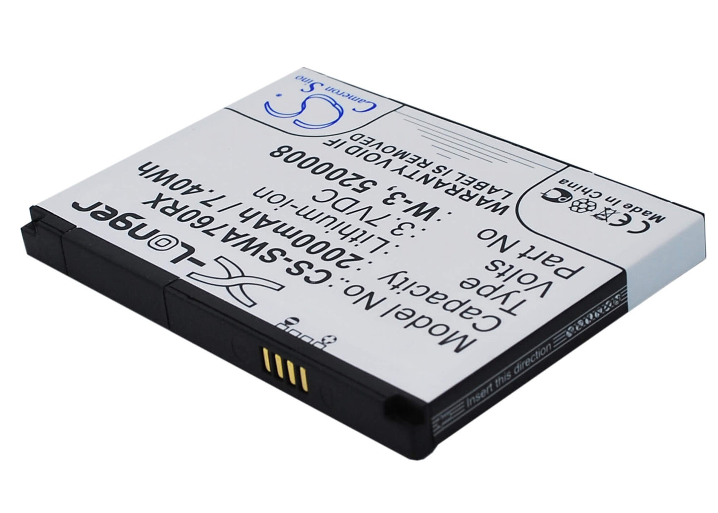 3.7V, 2000mAh, Li-ion Battery fits Sierra Wireless, Aircard 760, Aircard 760s, 7.4Wh