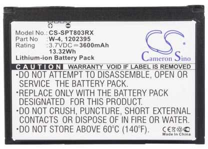 3.7V, 3600mAh, Li-ion Battery fits Sprint, 803s 4g Lte, Aircard 803s, 13.32Wh