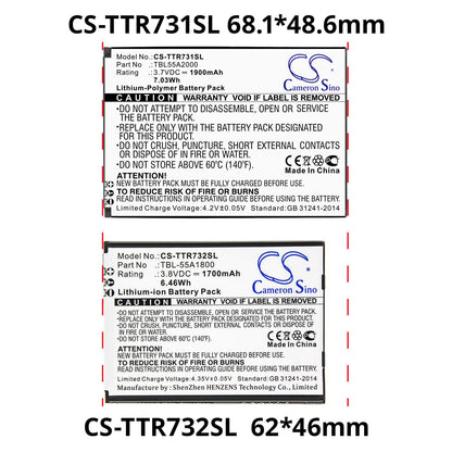 3.7V, 1900mAh, Li-Polymer Battery fits Tp-link, M7310, M7350 Ver 4.0, 7.03Wh
