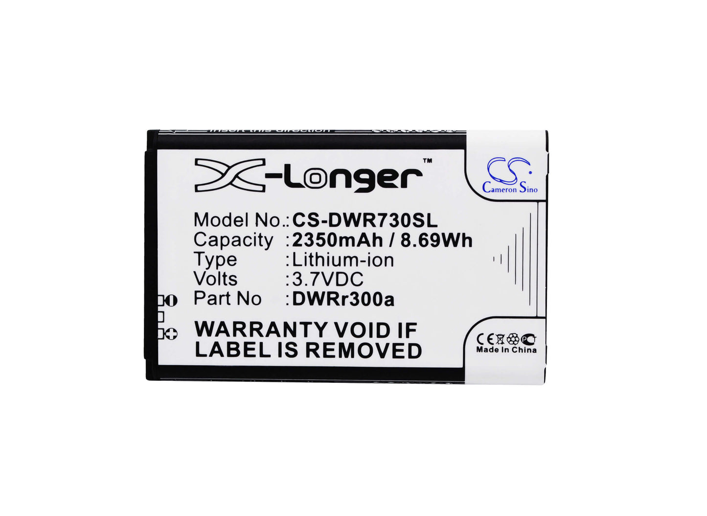 3.7V, 2350mAh, Li-ion Battery fits D-link, Dwr-720, Dwr-720 B1, 8.695Wh