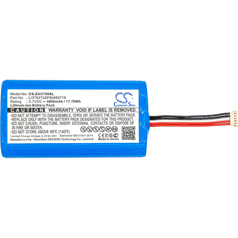 3.7V, 4800mAh, Li-ion Battery fits Zte, Ac70, 17.76Wh