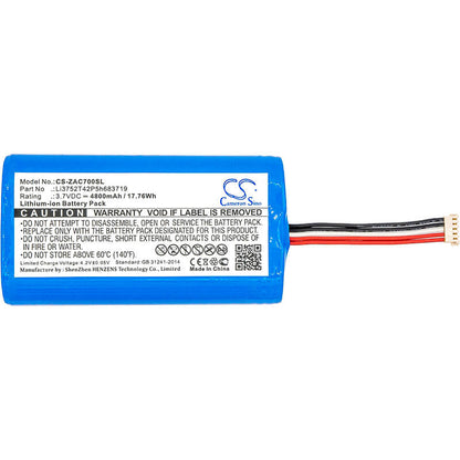 3.7V, 4800mAh, Li-ion Battery fits Zte, Ac70, 17.76Wh