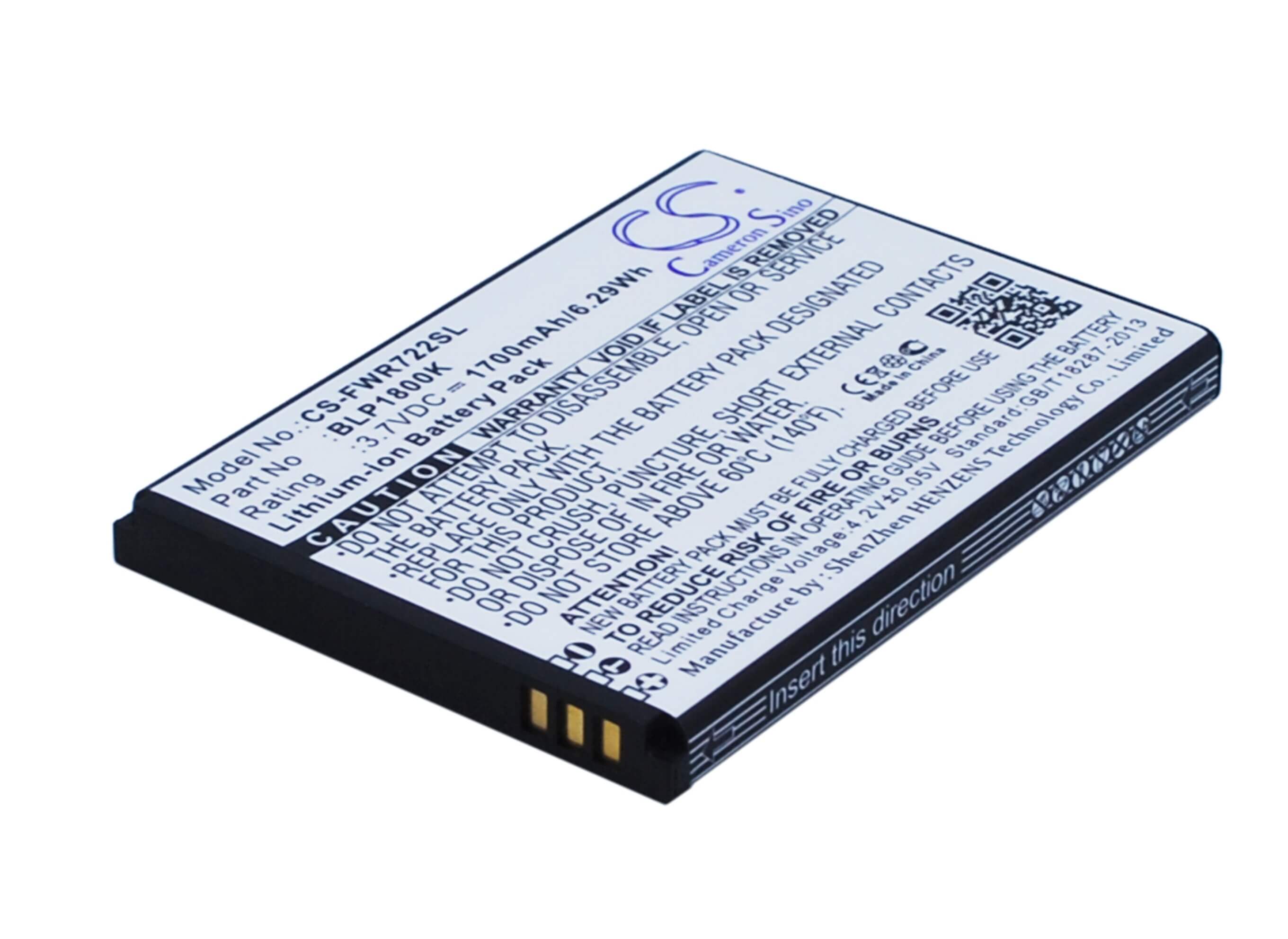 3.7V, 1700mAh, Li-ion Battery fits Franklin Wireless, R722, R774, 6.29Wh