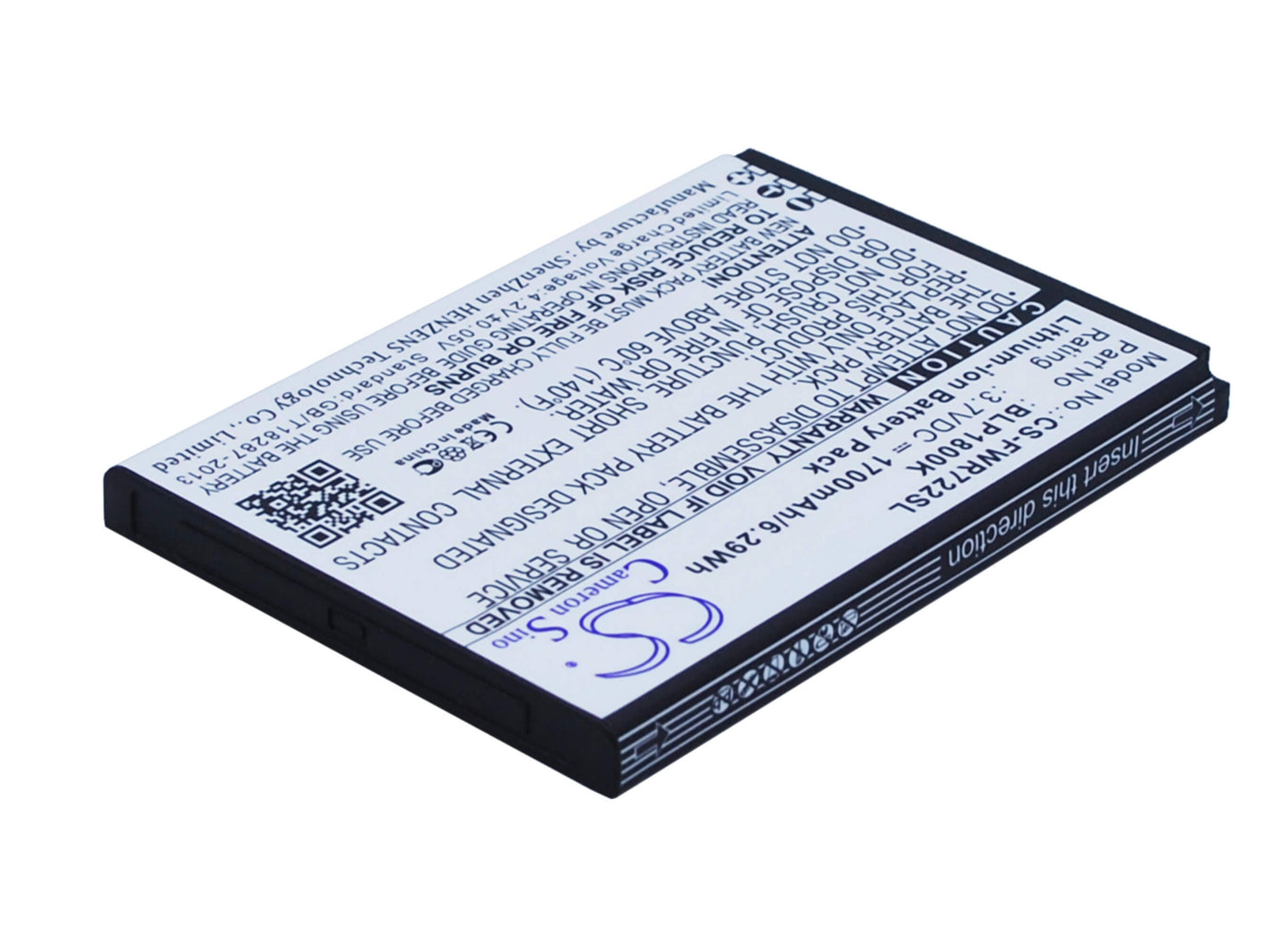 3.7V, 1700mAh, Li-ion Battery fits Franklin Wireless, R722, R774, 6.29Wh