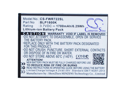 3.7V, 1700mAh, Li-ion Battery fits Franklin Wireless, R722, R774, 6.29Wh