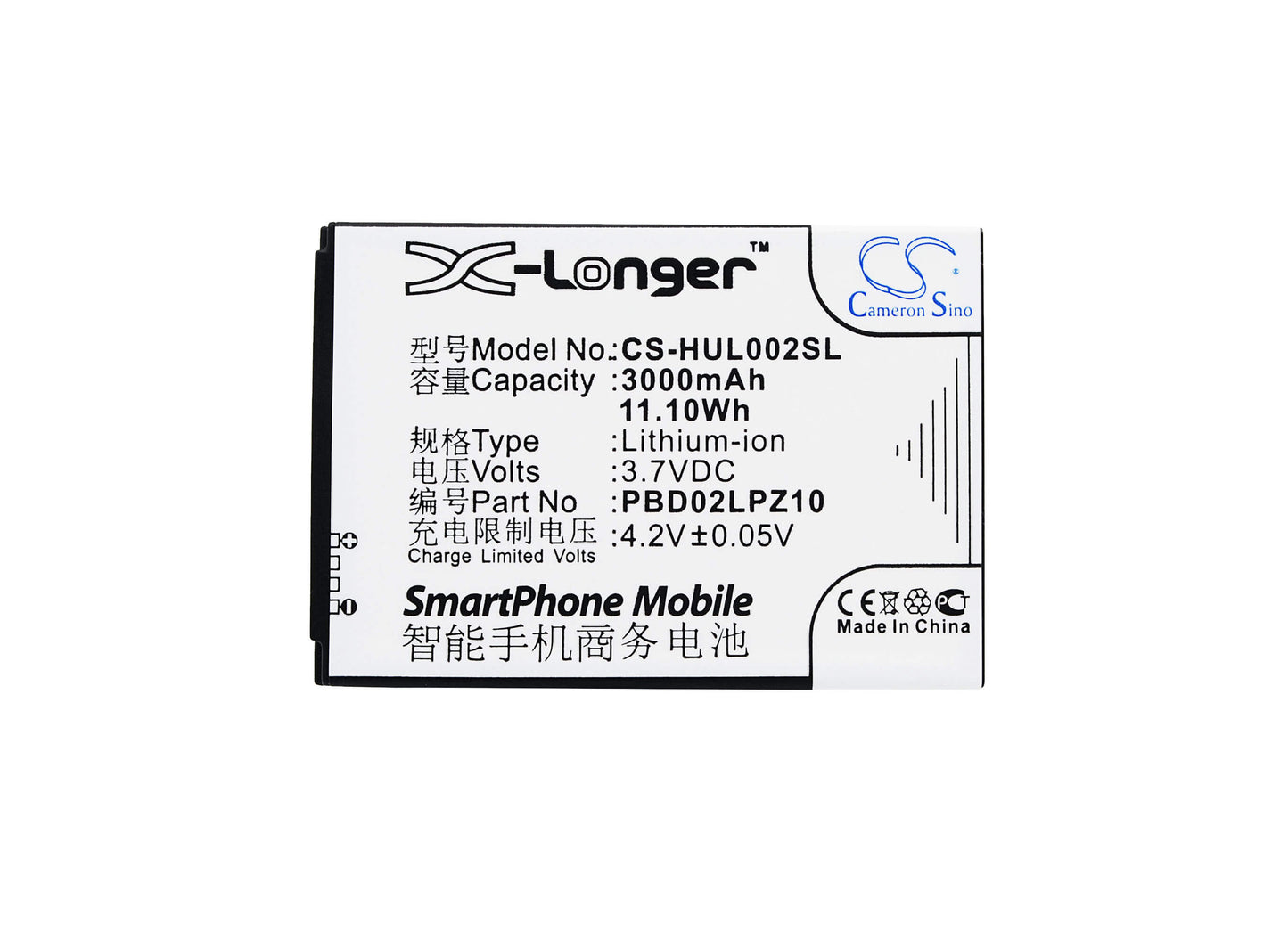 3.7V, 3000mAh, Li-ion Battery fits Huawei, Emobile Gl02p, 11.1Wh