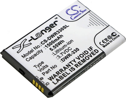 3.7V, 1500mAh, Li-ion Battery fits D-link, Dwr-330, 5.55Wh