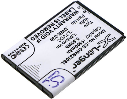 3.7V, 1500mAh, Li-ion Battery fits D-link, Dwr-330, 5.55Wh