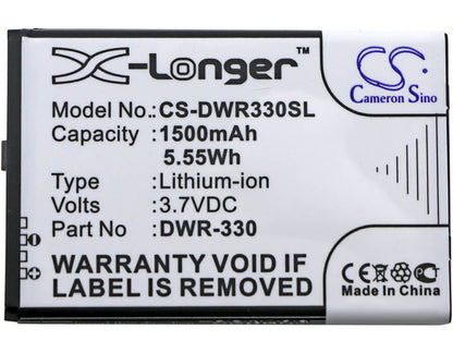 3.7V, 1500mAh, Li-ion Battery fits D-link, Dwr-330, 5.55Wh