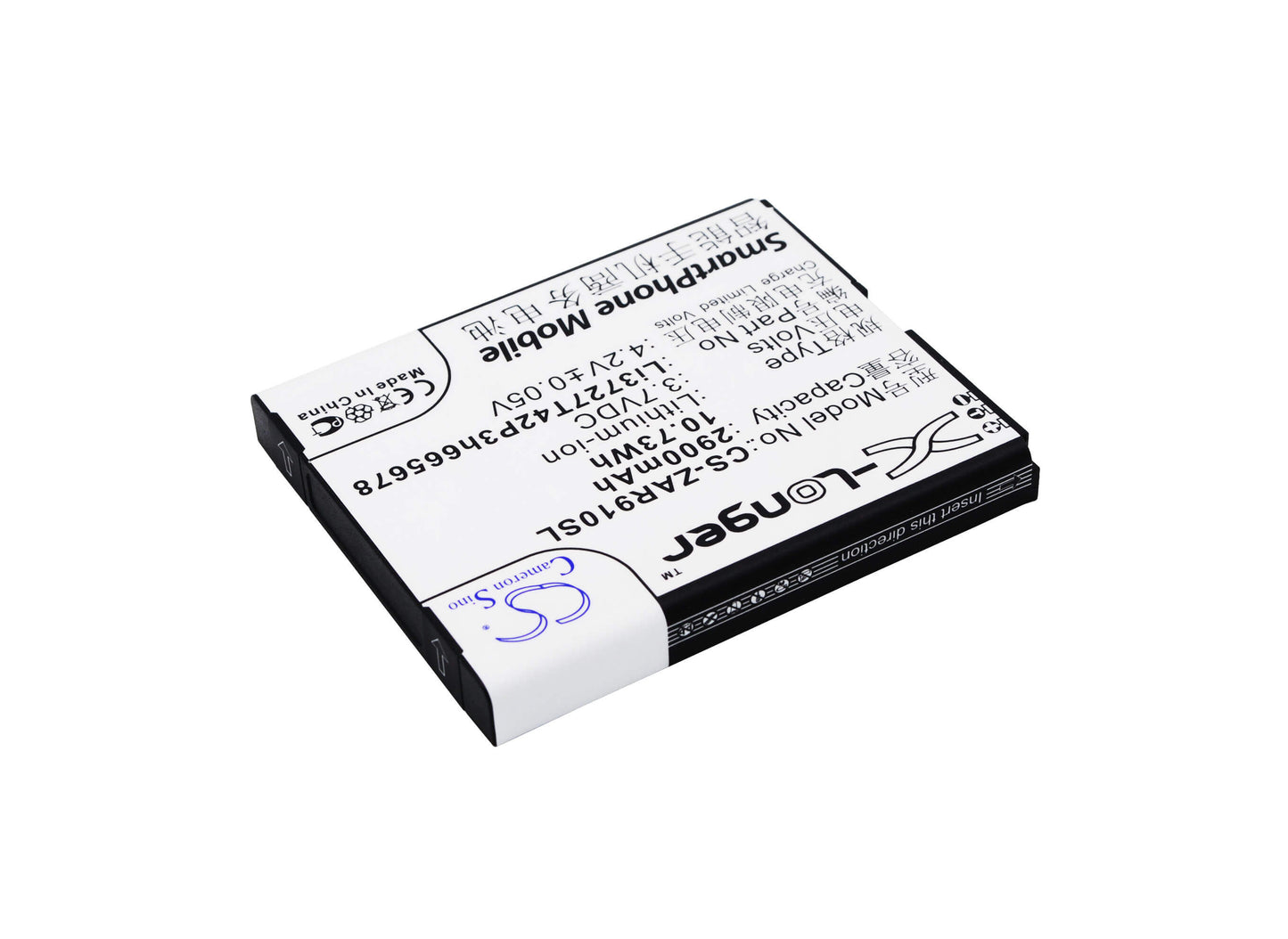 3.7V, 2900mAh, Li-ion Battery fits Zte, Ar910, Ar910-a, 10.73Wh