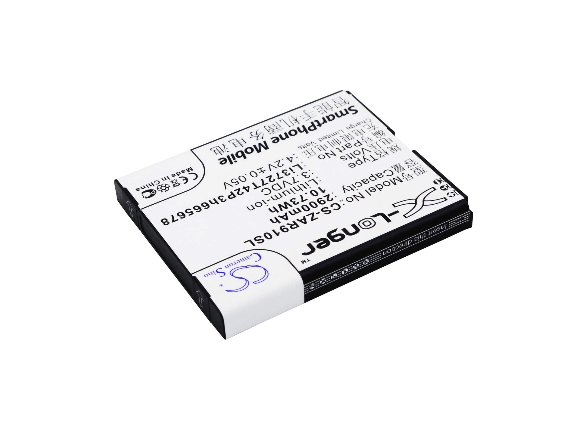 3.7V, 2900mAh, Li-ion Battery fits Zte, Ar910, Ar910-a, 10.73Wh
