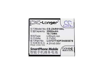 3.7V, 2900mAh, Li-ion Battery fits Zte, Ar910, Ar910-a, 10.73Wh