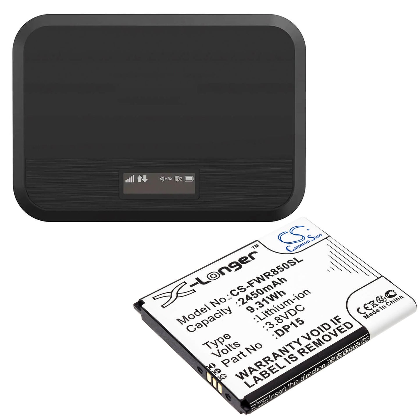3.8V, 2450mAh, Li-ion Battery fits Franklin Wireless, R850, 9.31Wh