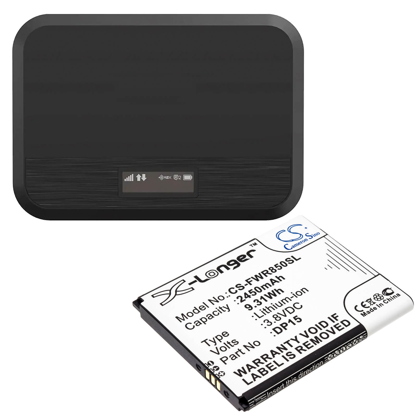 3.8V, 2450mAh, Li-ion Battery fits T-mobile, Dp15, R717, 9.31Wh