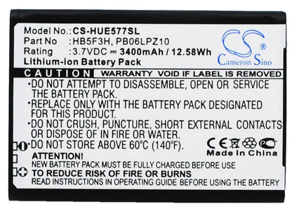 3.7V, 3400mAh, Li-ion Battery fits Huawei, E5372t, E5372ts-32, 12.58Wh