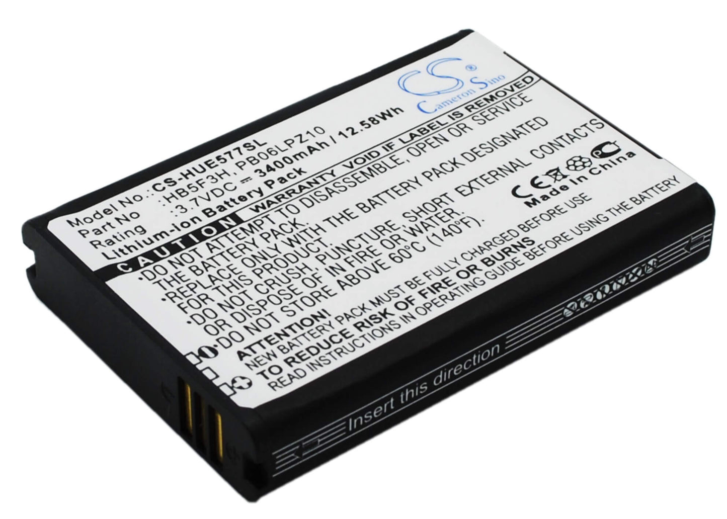 3.7V, 3400mAh, Li-ion Battery fits Huawei, E5372t, E5372ts-32, 12.58Wh