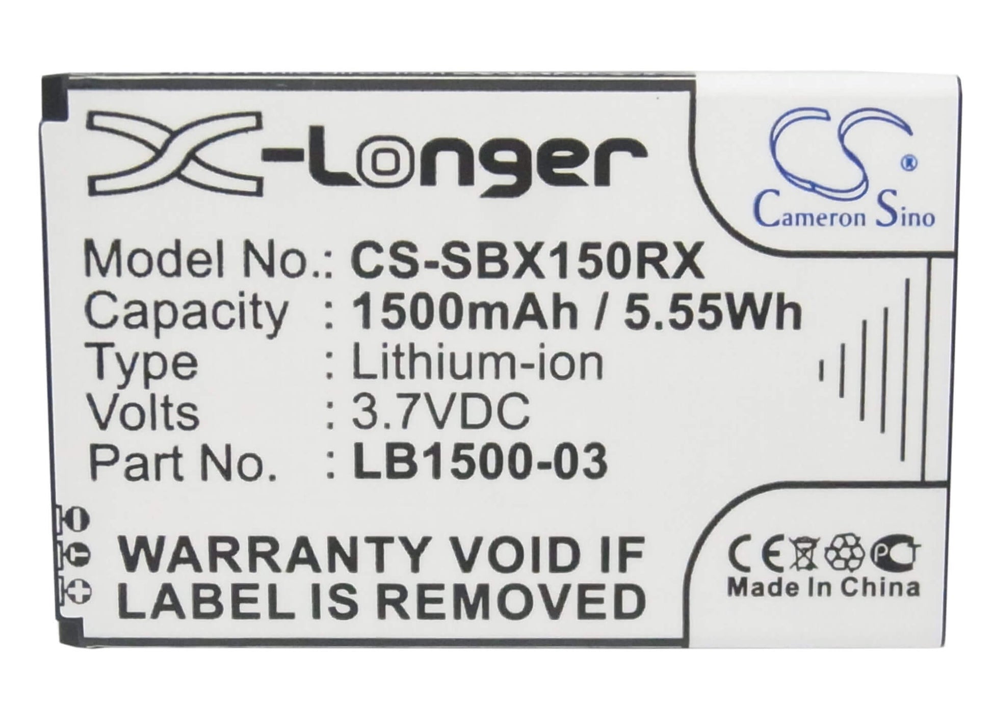 3.7V, 1500mAh, Li-ion Battery fits T-mobile, E582, Pulse, 5.55Wh
