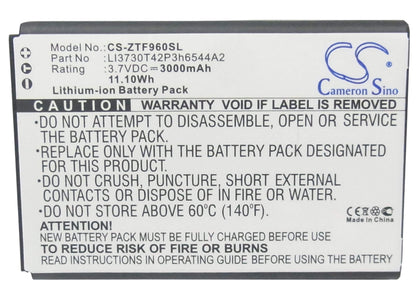 3.7V, 3000mAh, Li-ion Battery fits Zte, Mf279, Mf286, 11.1Wh