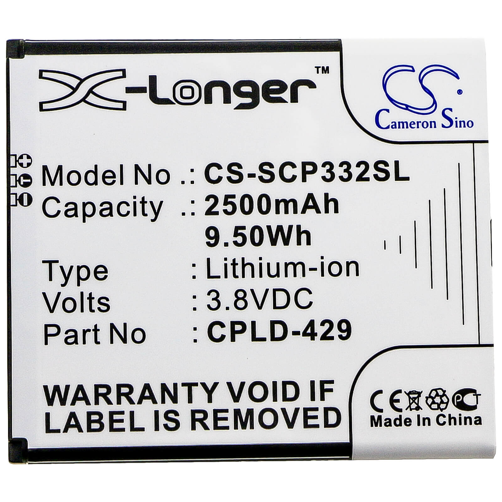 3.8V, 2500mAh, Li-ion Battery fits Sprint, Cp332a, Surf Wifi Hotspot 4g, 9.5Wh
