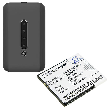 3.8V, 2500mAh, Li-ion Battery fits Sprint, Cp332a, Surf Wifi Hotspot 4g, 9.5Wh