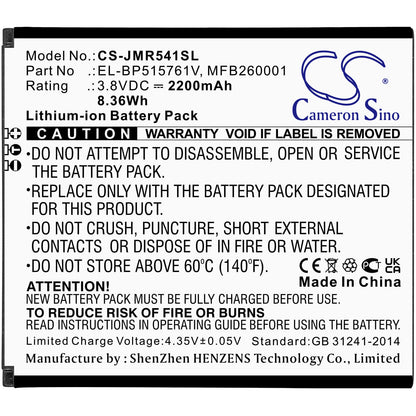 3.8V, 2200mAh, Li-ion Battery fits Jio, Jmr541, 8.36Wh