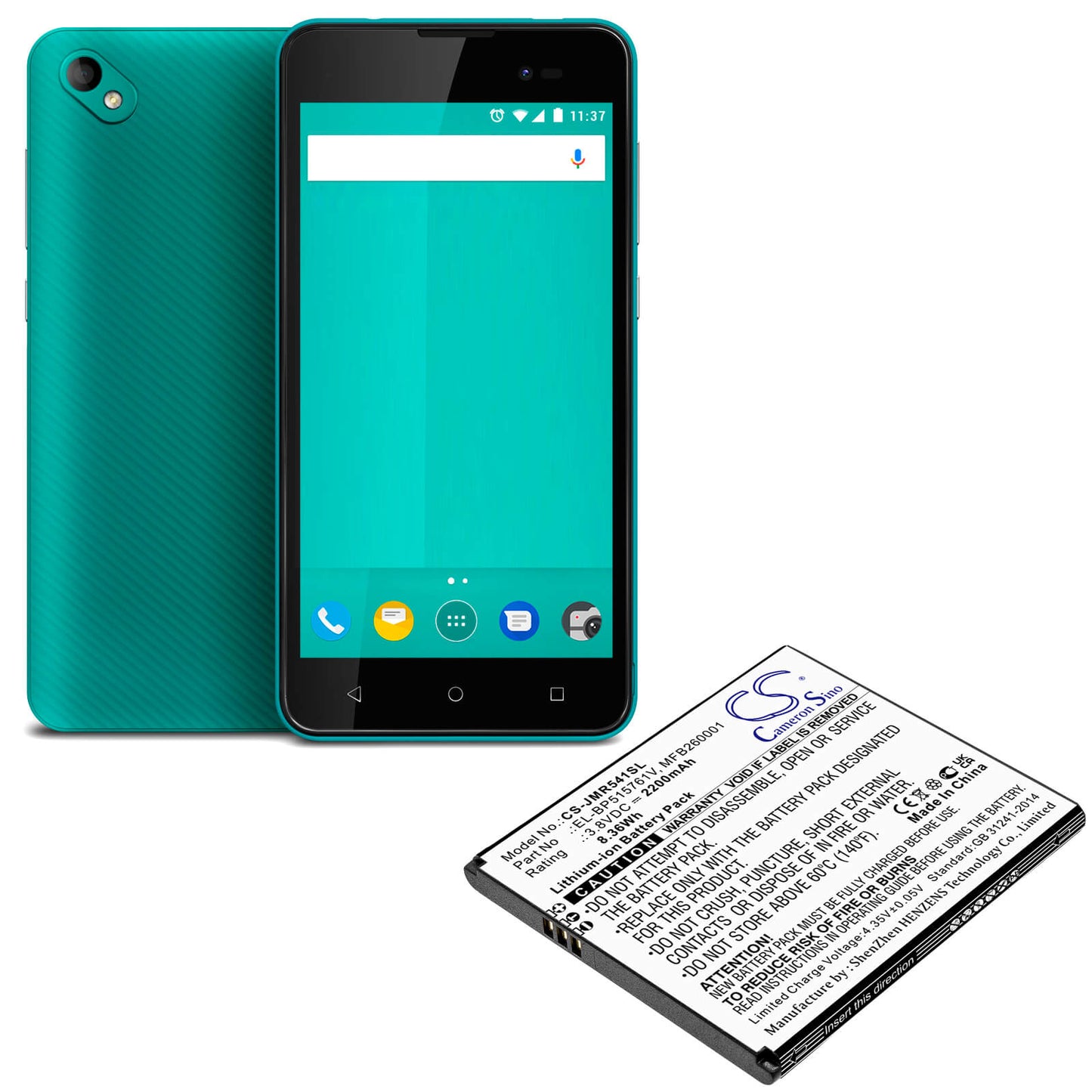 3.8V, 2200mAh, Li-ion Battery fits Jio, Jmr541, 8.36Wh
