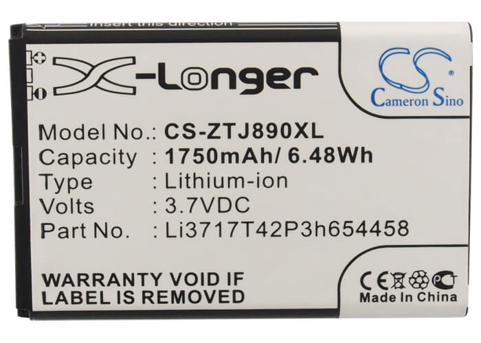 3.7V, 1750mAh, Li-ion Battery fits Verizon, Hotspot 890l, Jetpack 4g Lte, 6.475Wh