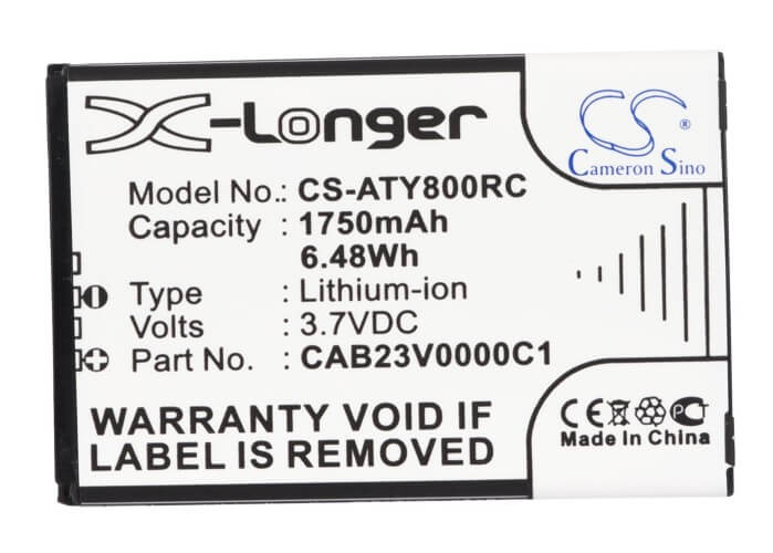 3.7V, 1750mAh, Li-ion Battery fits Alcatel, One Touch Link Y580, One Touch Link Y800, 6.475Wh