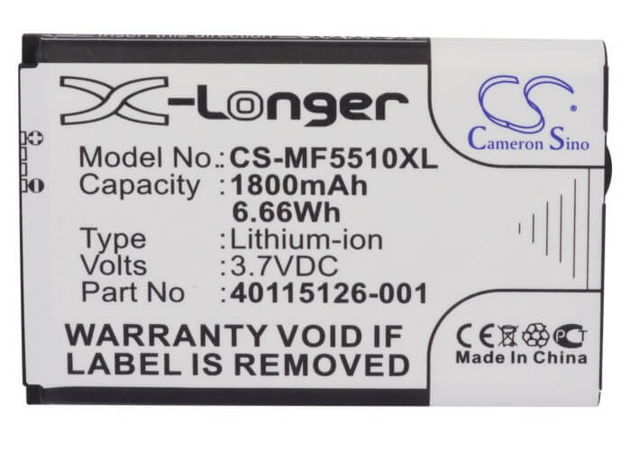 3.7V, 1800mAh, Li-ion Battery fits Novatel Wireless, Mifi 500 Lte, Mifi 5510, 6.66Wh