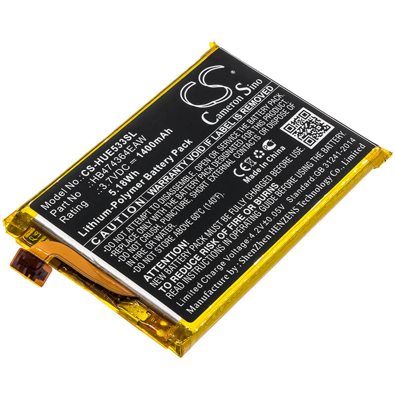 3.7V, 1400mAh, Li-Polymer Battery fits Huawei, E5338, E5338-bk, 5.18Wh
