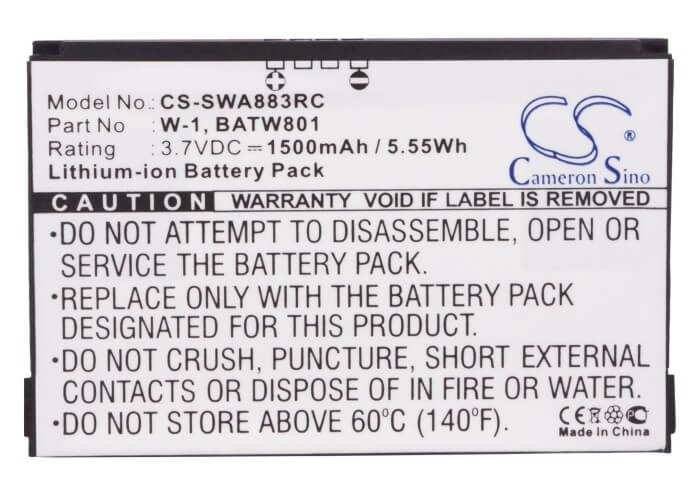 3.7V, 1500mAh, Li-ion Battery fits Sierra Wireless, Aircard 753s, Aircard 754s, 5.55Wh