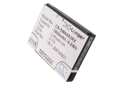 3.7V, 1800mAh, Li-ion Battery fits Virgin Mobile, Overdrive Pro 3g, Overdrive Pro 4g, 6.66Wh