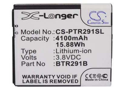 3.8V, 4100mAh, Li-ion Battery fits Pantech, 291lvw-7046, Mhs291l, 15.58Wh